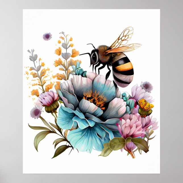Bee and Flowers Poster (Front)