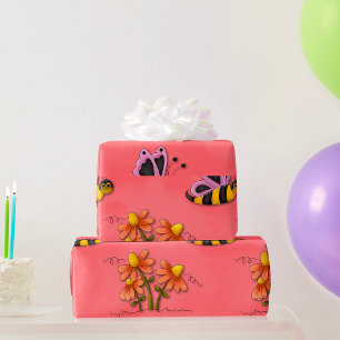 Bee And Flowers Wrapping Paper