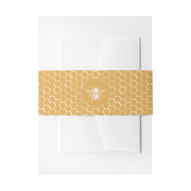 Bee and Golden Honeycomb Pattern Invitation Belly Band (Front Example)