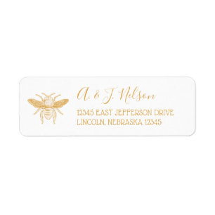 Bee and Golden Honeycomb Pattern Return Address Label