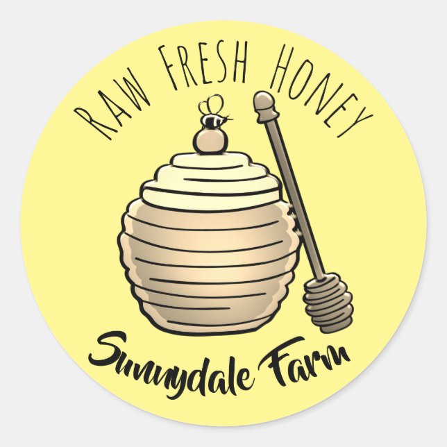 Bee and Honey Pot Custom Food Label (Front)