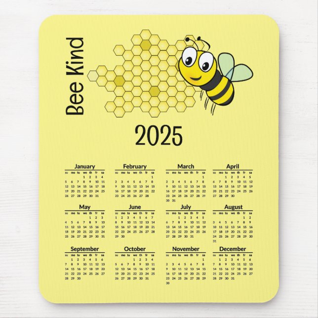 Bee and Honeycomb 2025 Calendar Mouse Pad (Front)