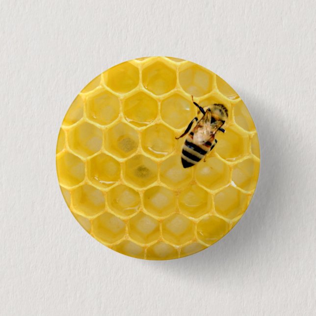 bee and honeycomb 3 cm round badge (Front)