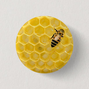 bee and honeycomb 3 cm round badge