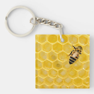 bee and honeycomb key ring