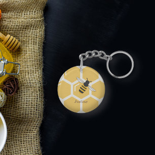 Bee and Honeycomb Key Ring