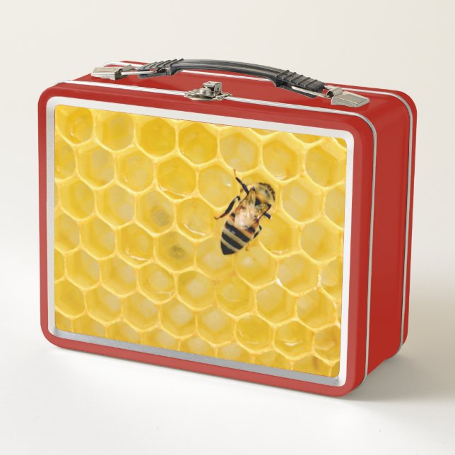 bee and honeycomb metal lunch box (Front)