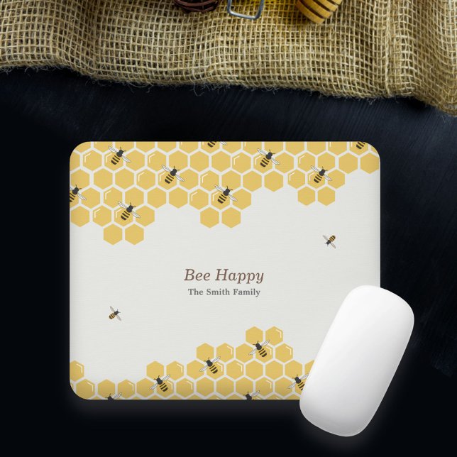 Bee and Honeycomb Pattern Mouse Pad (Bee and Honeycomb Mouse Pad)