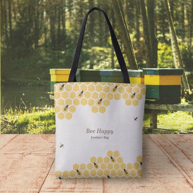 Bee and Honeycomb Pattern Tote Bag (Bee and Honeycomb Tote Bag)
