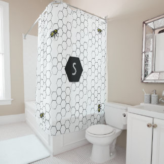 Bee and Honeycomb Shower Curtain