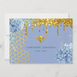 bee and hydrangea flowers invitation