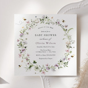 Bee and Lavender Wildflower Baby Shower Invitation
