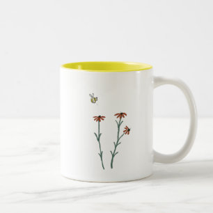 Bee and orange flowers - mug