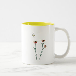 Bee and orange flowers - mug