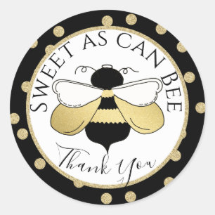 Bee and Polka Dots Thank You Classic Round Sticker