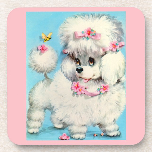 bee and poodle puppy coaster (Front)
