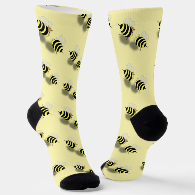Bee and Queen Bee Couple Meeting Socks (Angled)