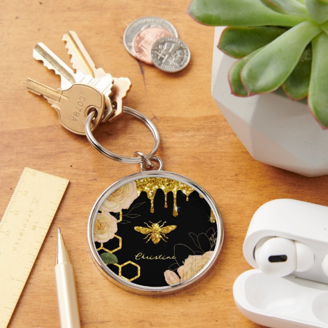 Bee and roses  key ring (Desk)