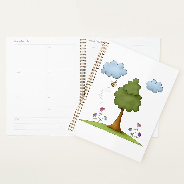 Bee and Tree Nature Scene with Flowers and Clouds Planner (Creator Uploaded)