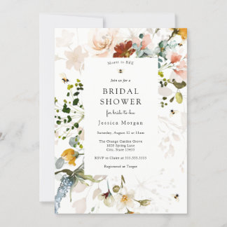 Bee and Vintage Floral Bridal Shower Invitation