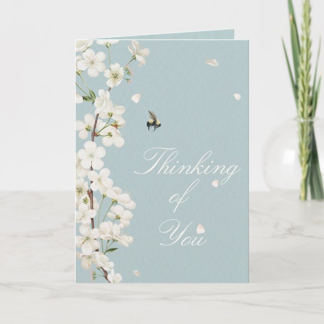 Bee and White Flowers Thinking of You Card (Front)