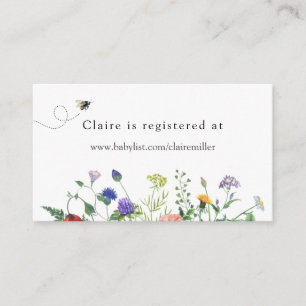 Bee and Wildflower Baby Shower Registry  Enclosure Card