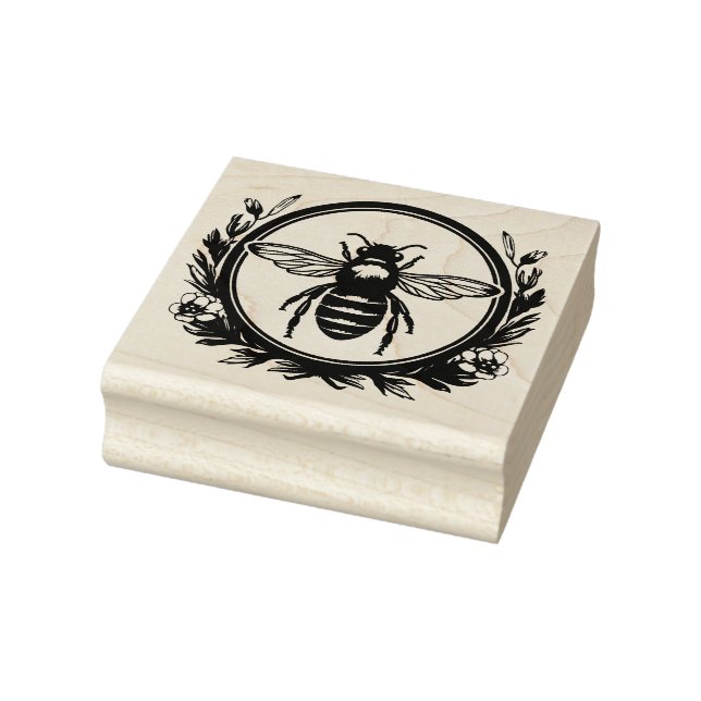 Bee and wreath rubber stamp (Stamp)