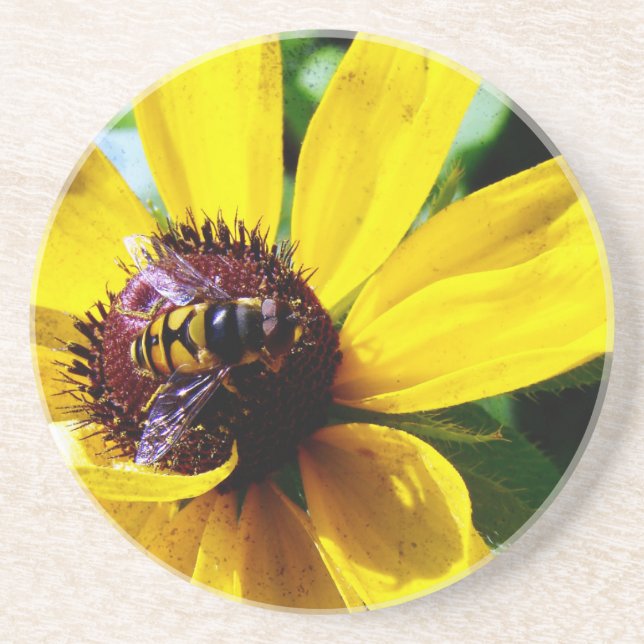 Bee and Yellow Flower Coaster (Front)