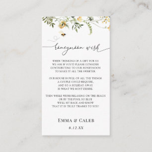 Bee and Yellow Wildflower Honeymoon Wish Enclosure Card