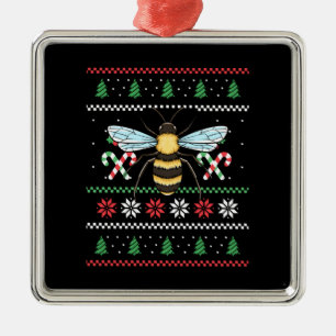 Bee Animal Bee Ugly Christmas Metal Ornament