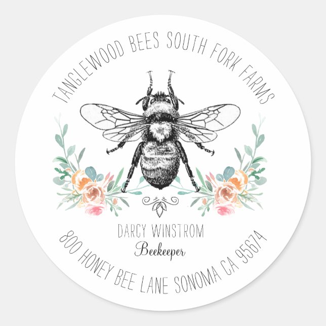 Bee Apiary Beekeeper Business Product Labels (Front)