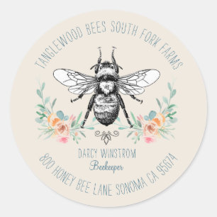 Bee Apiary Beekeeper Business Return Address Class Classic Round Sticker