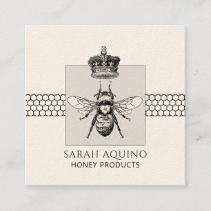 Bee Apiary Beekeeper Honeycomb Crown Honey Square Business Card