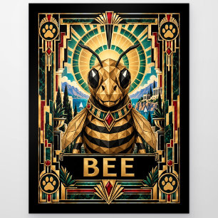 Bee, Art Deco Wildlife Postcard