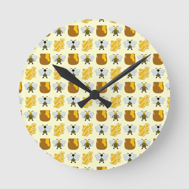 Bee Art For Kids Round Clock (Front)
