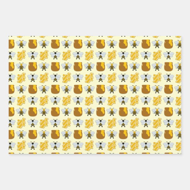 Bee Art For Kids Wrapping Paper Sheet (Front)