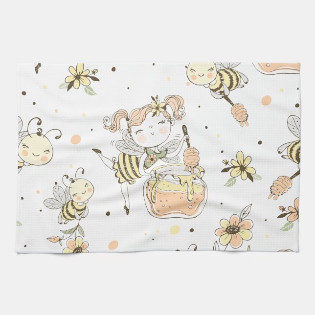 Bee Art Tea Towel (Horizontal)