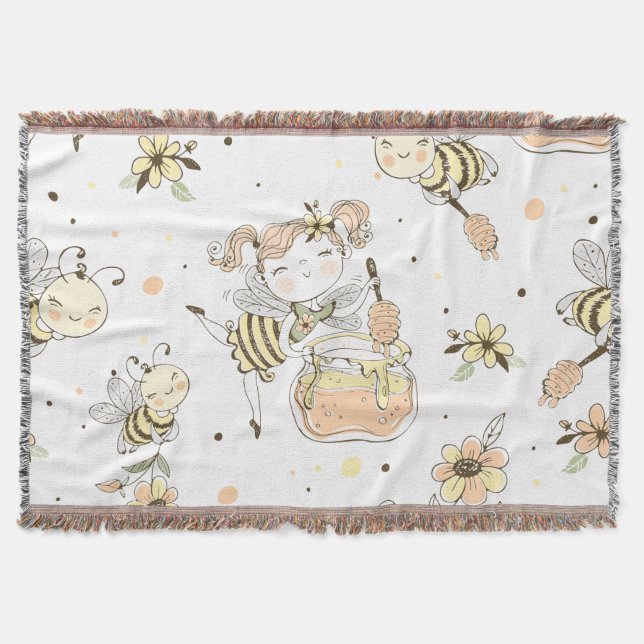Bee Art Throw Blanket (Front)
