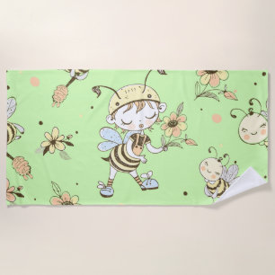 Bee Artwork Beach Towel