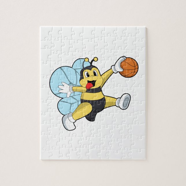Bee as Basketball player with Basketball Jigsaw Puzzle (Vertical)