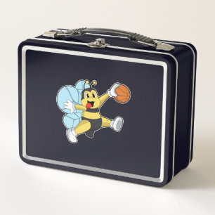 Bee as Basketball player with Basketball Metal Lunch Box