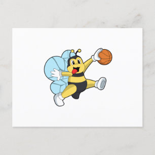 Bee as Basketball player with Basketball Postcard