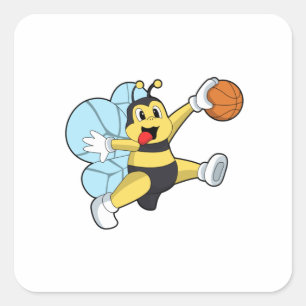 Bee as Basketball player with Basketball Square Sticker