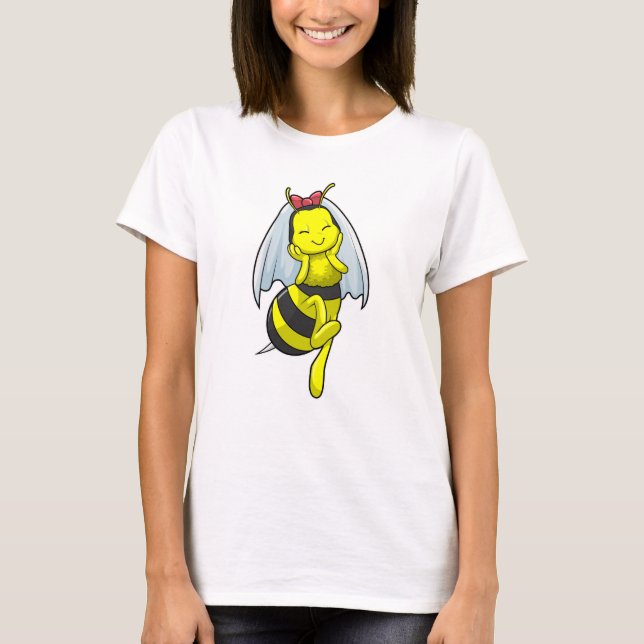 Bee as Bride at Wedding with Veil T-Shirt (Front)
