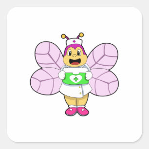 Bee as Nurse with First ait kit Square Sticker