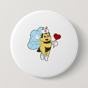 Bee as Nurse with Heart.PNG 7.5 Cm Round Badge