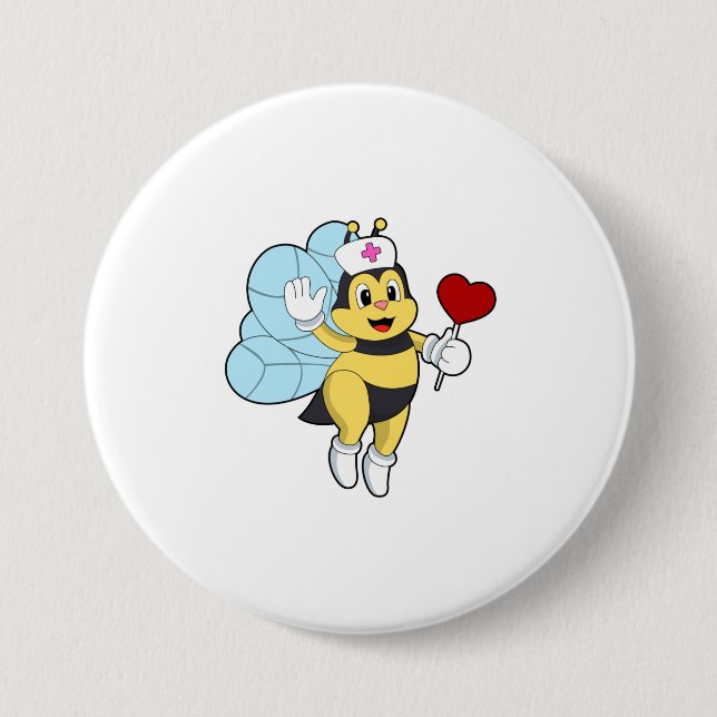 Bee as Nurse with Heart.PNG 7.5 Cm Round Badge (Front)
