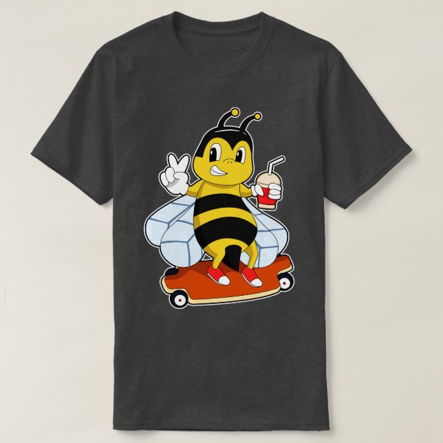 Bee as Skater with Skateboard 1 T-Shirt (Design Front)