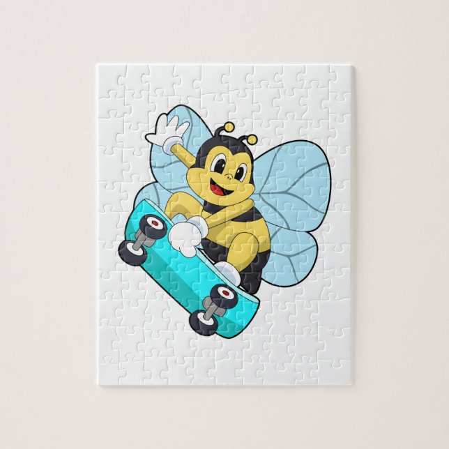 Bee as Skater with Skateboard Jigsaw Puzzle (Vertical)