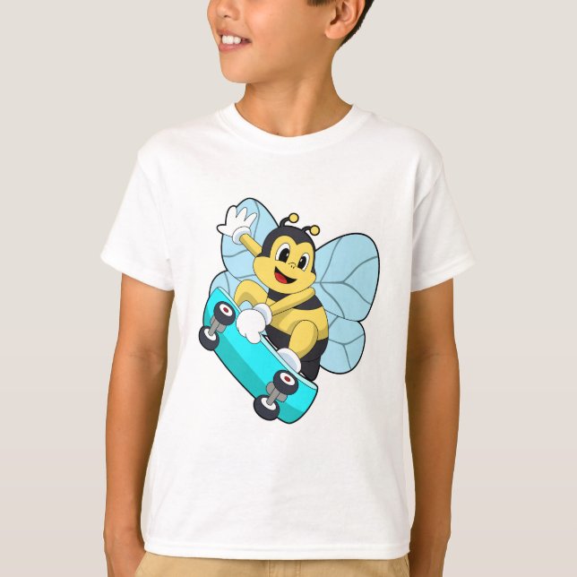 Bee as Skater with Skateboard T-Shirt (Front)